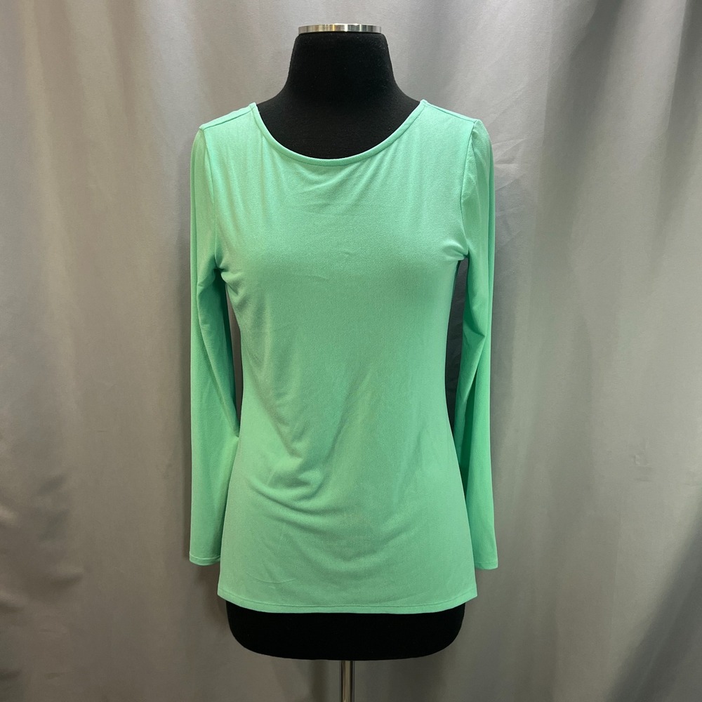 Bisou Bisou By Michele Bohbot Blouse Top Womens Medium Mint Green Long Sleeve
